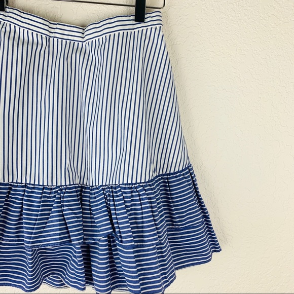 J. Crew Blue Striped Ruffle Skirt Sz 4 - Picture 4 of 7